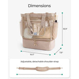 16.5 x 7.9 x 18.9" Khaki Beach Travel Mesh Tote Bag with 14L Insulated Drink Compartment - Multi Pockets Sandproof Beach Picnic Bag with Picnic Mat Strap, Cup Holder and Waterproof Phone Pocket