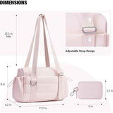 Pink Women’s Fluffy Nylon Gym Travel Tote Bag and Coin Purse Set - Side Drawstring Cup Holder, Front / Back Zipper Pockets and Wet & Dry Separation, Large Capacity and Lightweight 11.7 x 4.2 x 8"
