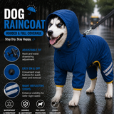 Blue Waterproof Full Body Dog Raincoat with Adjustable Hood & Waist, Easy Snap Closure and Hidden Leash Opening - Lightweight Four-Leg Reflective Pet Rain Suit for Small Medium Large Dogs, S Size In Australia - Darrahopens