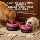 Leo Black 1200ML Large No Spill Slow Water Dog Bowl, Pet Water Feeder with Floating Disk - Anti Wet Mouth and Cleaner Drinking, Food Grade PP & TPR, Fully Removable & Easy Clean