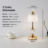 Luxury Metal Crystal Table Lamp, European Pineapple Eye Care Bedside Night Light with Dimmable 3 Color - Modern Elegant Bedroom Living Room Lighting (Touch Control / USB Rechargable) In Australia - Darrahopens