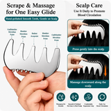 304 Stainless Steel Duoble-Sided Scalp Massage Comb & Gua Sha Relaxation Tool with Velvet Storage Bag – Head, Neck & Body Relaxation Massage Scraper