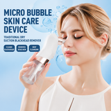 Microbubble Oxygen Hydration Facial Pore Cleanser and Blue Silicone Scalp Massage Scrubber Set with Waste Separation Design, 3 Level Vacumn Suction and 6 Replaceable Heads - Full Body Care Routine for Face Pore Cleaning and Scalp Massage