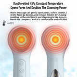 Purple 45°C Constant Heating Silicone Facial Cleansing Brush and 3pcs 8-Layer Fine Foaming Nets Set - Electric Sonic Face Scrubber with Dual-Sided Cleaning Surface & 3-Speed Vibration Massage, IPX7 Waterproof Skincare Absorption and Massage Device