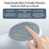 Beige 45°C Constant Heating Silicone Facial Cleansing Brush and 3pcs 8-Layer Fine Foaming Nets Set - Electric Sonic Face Scrubber with Dual-Sided Cleaning Surface & 3-Speed Vibration Massage, IPX7 Waterproof Skincare Absorption and Massage Device