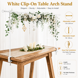 White Iron Over Table Arch Display Stand with Fixed Clamps and Buckles for Balloons and Decorations, L 120-230cm & H 78-120cm Adjustable Wedding Party Table Rod Backdrop Frame for Birthday, Baby Showers and Celebrations In Australia - Darrahopens