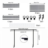 White Iron Over Table Arch Display Stand with Fixed Clamps and Buckles for Balloons and Decorations, L 120-230cm & H 78-120cm Adjustable Wedding Party Table Rod Backdrop Frame for Birthday, Baby Showers and Celebrations