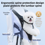 Yellow Purple Hands Free Adjustable Dog Carrier Backpack with 3-Point Support, Reserved Tail Opening and Wide Padded Straps - Chest & Back Dual Use, Breathable on Both Sides and Quick-release Safety Buckles for Walking Bike Travel Outdoor Use, S Size