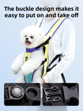 Blue Hands Free Adjustable Dog Carrier Backpack with 3-Point Support, Reserved Tail Opening and Wide Padded Straps - Chest & Back Dual Use, Breathable on Both Sides and Quick-release Safety Buckles for Walking Bike Travel Outdoor Use, M Size