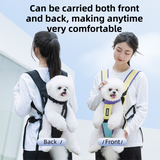 Blue Hands Free Adjustable Dog Carrier Backpack with 3-Point Support, Reserved Tail Opening and Wide Padded Straps - Chest & Back Dual Use, Breathable on Both Sides and Quick-release Safety Buckles for Walking Bike Travel Outdoor Use, L Size