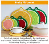 3-Piece Watermelon Inspired Kitchen Heat Resistant Set with 18cm & 30cm Round Cotton Rope Woven Trivets + 1 Pair Duckbill Oven Mitt - Foldable Table Protection Mats and Red Polka Dot Cooking Gloves, Perfect for Home Baking and Cooking Lover