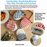 3-Piece Lemon Inspired Kitchen Heat Resistant Set with 18cm & 30cm Round Cotton Rope Woven Trivets + 1 Pair Duckbill Oven Mitt - Foldable Table Protection Mats and Black Polka Dot Cooking Gloves, Perfect for Home Baking and Cooking Lover