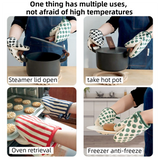 3-Piece Grapefruit Inspired Kitchen Heat Resistant Set with 18cm & 30cm Round Cotton Rope Woven Trivets + 1 Pair Duckbill Oven Mitt - Foldable Table Protection Mats and Black Polka Dot Cooking Gloves, Perfect for Home Baking and Cooking Lover