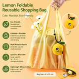 Portable Cute Lemon Corduroy Storage Pouch with Zipper and Hidden Folding Shopping Bag - Lightweight Reusable Eco Grocery Tote Bag with Fruit Charm for Shopping, Travel, Books, iPad and Daily Essentials In Australia - Darrahopens