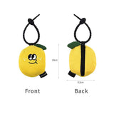 Portable Cute Lemon Corduroy Storage Pouch with Zipper and Hidden Folding Shopping Bag - Lightweight Reusable Eco Grocery Tote Bag with Fruit Charm for Shopping, Travel, Books, iPad and Daily Essentials In Australia - Darrahopens