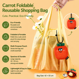 Portable Carrot Lemon Corduroy Storage Pouch with Zipper and Hidden Folding Shopping Bag - Lightweight Reusable Eco Grocery Tote Bag with Fruit Charm for Shopping, Travel, Books, iPad and Daily Essentials In Australia - Darrahopens