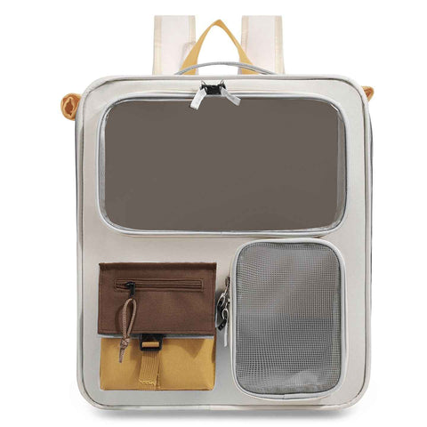 Brown and Grey Large Space Pet Carrier Backpack – Foldable Cat Carrier Bag with Breathable Side Mesh & View Window, Storage Pocket and Removable Bottom Pad for Dog and Cat, 42 x 36 x 27CM In Australia - Darrahopens