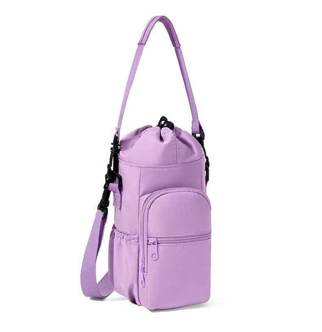2-Pack Purple Muti-Pockets Insulated Water Bottle Holder and Adjustable Phone Crossbody Bag – 40oz Bottle Large Waterproof Cooler Sling Bag with Drawstring Closure and PE Cotton and Aluminium Foil Lining In Australia - Darrahopens