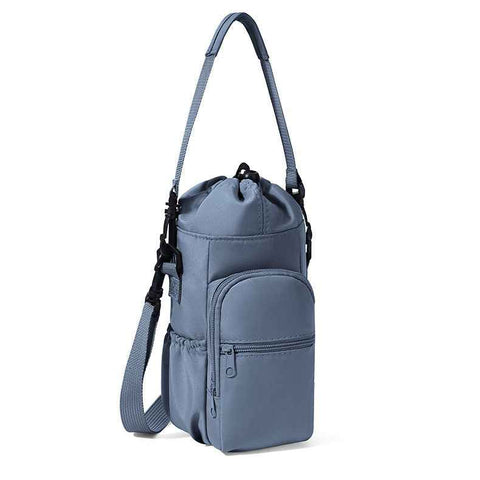 2-Pack Grey Muti-Pockets Insulated Water Bottle Holder and Adjustable Phone Crossbody Bag – 40oz Bottle Large Waterproof Cooler Sling Bag with Drawstring Closure and PE Cotton and Aluminium Foil Lining In Australia - Darrahopens