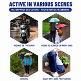 Royal Blue Waterproof Windproof Cycling Shoe Covers & Long Half Rain Pants Set – 2 Pairs Nonslip Reflective Half Toe Shoe Covers and 1 Pair Quick Pull-On Adjustable Leg Covers 3XL for Commuting, Hiking and Outdoor Riding