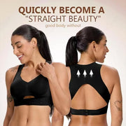 M Size Black Wireless Posture Support Sports Full Coverage Bra for Women – High Elastic Seamless Fitness Underwear with Adjustable Front Closure, Wide Straps and Back Compression Design, Comfortable & Breathable Everyday