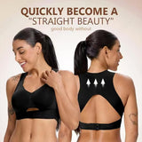 2XL Size Black Wireless Posture Support Sports Full Coverage Bra for Women – High Elastic Seamless Fitness Underwear with Adjustable Front Closure, Wide Straps and Back Compression Design, Comfortable & Breathable Everyday