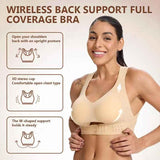 2XL Size Skin Tone Wireless Posture Support Sports Full Coverage Bra for Women – High Elastic Seamless Fitness Underwear with Adjustable Front Closure, Wide Straps and Back Compression Design, Comfortable & Breathable Everyday In Australia - Darrahopens
