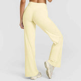 M Size Yellow High Waisted Flare Yoga Pants for Women - M-Shaped Peach Hip Lifting Wide-Leg Workout Trousers with Soft & Skin Feel Four Way Stretch Fabric, Breathable & Quick Dry In Australia - Darrahopens