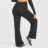 XL Size Black High Waisted Flare Yoga Pants for Women - M-Shaped Peach Hip Lifting Wide-Leg Workout Trousers with Soft & Skin Feel Four Way Stretch Fabric, Breathable & Quick Dry In Australia - Darrahopens
