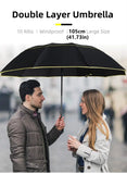 Black Compact 3-Folding Automatic Golf Umbrella, 42 Inch Large Coverage Double Canopy with 10 Steel Windproof Ribs, Waterproof Impact Cloth for Men and Women, Outdoor Sports Sun & Rain Protection In Australia - Darrahopens
