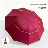 Wine Red Compact 3-Folding Automatic Golf Umbrella, 42 Inch Large Coverage Double Canopy with 10 Steel Windproof Ribs, Waterproof Impact Cloth for Men and Women, Outdoor Sports Sun & Rain Protection In Australia - Darrahopens