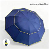 Navy Blue Compact 3-Folding Automatic Golf Umbrella, 42 Inch Large Coverage Double Canopy with 10 Steel Windproof Ribs, Waterproof Impact Cloth for Men and Women, Outdoor Sports Sun & Rain Protection In Australia - Darrahopens