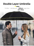 Navy Blue Compact 3-Folding Automatic Golf Umbrella, 42 Inch Large Coverage Double Canopy with 10 Steel Windproof Ribs, Waterproof Impact Cloth for Men and Women, Outdoor Sports Sun & Rain Protection In Australia - Darrahopens