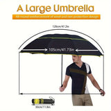 Black Compact 3-Fold Automatic Golf Umbrella (Dia 42 Inch) + Waterproof Thermal Half Shoe Covers (L Size) with Anti Slip Elastic Strap– Windproof & Stainproof Full Body Rain Protection Kit for Golf, Cycling and Outdoor Activities