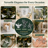 White Dove Christmas Ornament Set (4 Piece / 2 Gift Box) – Elegant Peace Dove Hanging Pendant with Gift Boxes & Silver Strings, Wedding Party Window Display Decor and Holiday Tree Accessories In Australia - Darrahopens