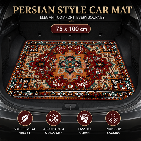 Style 1 Soft Crystal Velvet Waterproof Car Trunk Mat – 75×100cm Retro Floral Persian Cargo Liner with Non Slip Backing, Water Absorbent Quick Dry and Easy to Clean, Universal Auto Protector