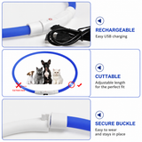 3PCS Blue USB Rechargeable LED Pet Collar Set – 70cm Cuttable Silicone Glow Dog Collar with 12 LED Beads, 3 Flash Modes and Secure Buckle Design, Night Safety Glow Necklace for Dogs and Cats Walking In Australia - Darrahopens