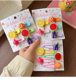 5-Piece Fruit Resin Hair Accessories Set with 5-Type Fruit Hair & Ear Clips, Hair Ties and Pearl Bracelet, Cute Colourful Summer Fruity Headwear Kit for Daily Wear, Party Styling and Girls Gift Giving In Australia - Darrahopens