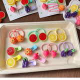 5-Piece Fruit Resin Hair Accessories Set with 5-Type Fruit Hair & Ear Clips, Hair Ties and Pearl Bracelet, Cute Colourful Summer Fruity Headwear Kit for Daily Wear, Party Styling and Girls Gift Giving In Australia - Darrahopens