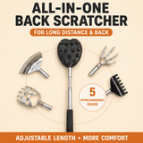 Portable Extendable Back Scratcher Massage Tool with 5 Detachable Heads – Metal Telescopic Rod and Non Slip Grip for Back Relief and Daily Comfort In Australia - Darrahopens