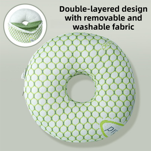 Green 30CM Round Ear Protection Pillow with Hole Design – Milk Silk Removable Cover and PP Cotton Core, Side Sleeper Pillow & Neck Support Cushion for Ear Pressure Relief