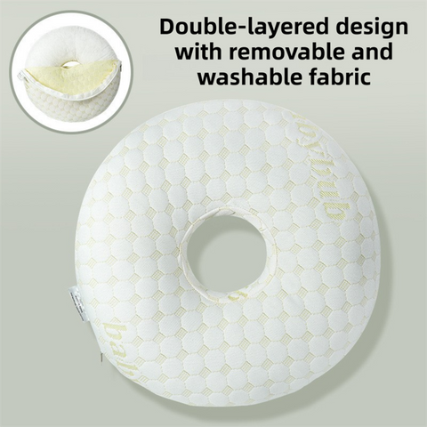 Gold 30CM Round Ear Protection Pillow with Hole Design – Milk Silk Removable Cover and PP Cotton Core, Side Sleeper Pillow & Neck Support Cushion for Ear Pressure Relief
