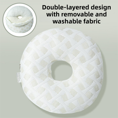 White 30CM Round Ear Protection Pillow with Hole Design – Milk Silk Removable Cover and PP Cotton Core, Side Sleeper Pillow & Neck Support Cushion for Ear Pressure Relief In Australia - Darrahopens