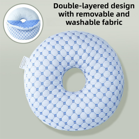 Blue 30CM Round Ear Protection Pillow with Hole Design – Milk Silk Removable Cover and PP Cotton Core, Side Sleeper Pillow & Neck Support Cushion for Ear Pressure Relief In Australia - Darrahopens