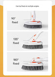 Darrahopens Tools > Other Tools > Hand Tools 5-piece(Three-section pole+stiff brush+ base plate+fiber cloth+scouring pad) Long Handle Bathroom Floor Scrub Brush  - 180° Rotating Angle, Stainless Steel Pole, Corner Cleaning Design for Tiles, Grout, Bathtub, Shower - Heavy Duty Cleaning Tool