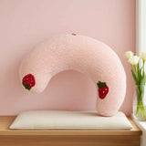 Pink Pet U-Shaped Pillow - Soft Teddy Velvet Neck Support Cushion for Dogs and Cats, Deep Sleep Aid with Embroidered Design, Lightweight and Comfortable Pet Bed Accessory