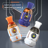Orange and White Rocket Desktop Vacuum Cleaner - USB Rechargeable, 500mAh Battery, Two Types of Suction Nozzles, Transparent Dustbin - Compact Handheld Vacuum for Keyboard, Eraser Shavings, Desk & Car Cleaning