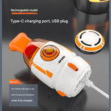 Orange and Blue Rocket Desktop Vacuum Cleaner - USB Rechargeable, 500mAh Battery, Two Types of Suction Nozzles, Transparent Dustbin - Compact Handheld Vacuum for Keyboard, Eraser Shavings, Desk & Car Cleaning