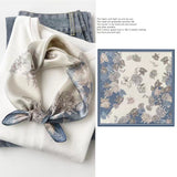 Mulberry Silk Square Scarf for Women - 53x53cm Floral Print Neck Scarf with Gift Box, Soft Lightweight Silk Headscarf for  Birthday, Anniversary - Elegant Gift for Mum, Grandma, Teachers