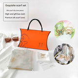 Light Green Ink-Wash Style Korean Design 70x70cm Imitation Silk Scarf Gift Set for Women - Fashionable Square Scarf with Scarf Ring & Luxury Gift Box, Versatile Neck Scarf for Mum, Grandma, Ladies - Ideal Gift for Mother's Day, Birthday, Anniversary